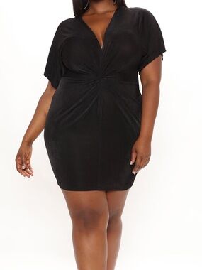 Fashion Nova Full Grown Knot black v neck bodycon mini dress